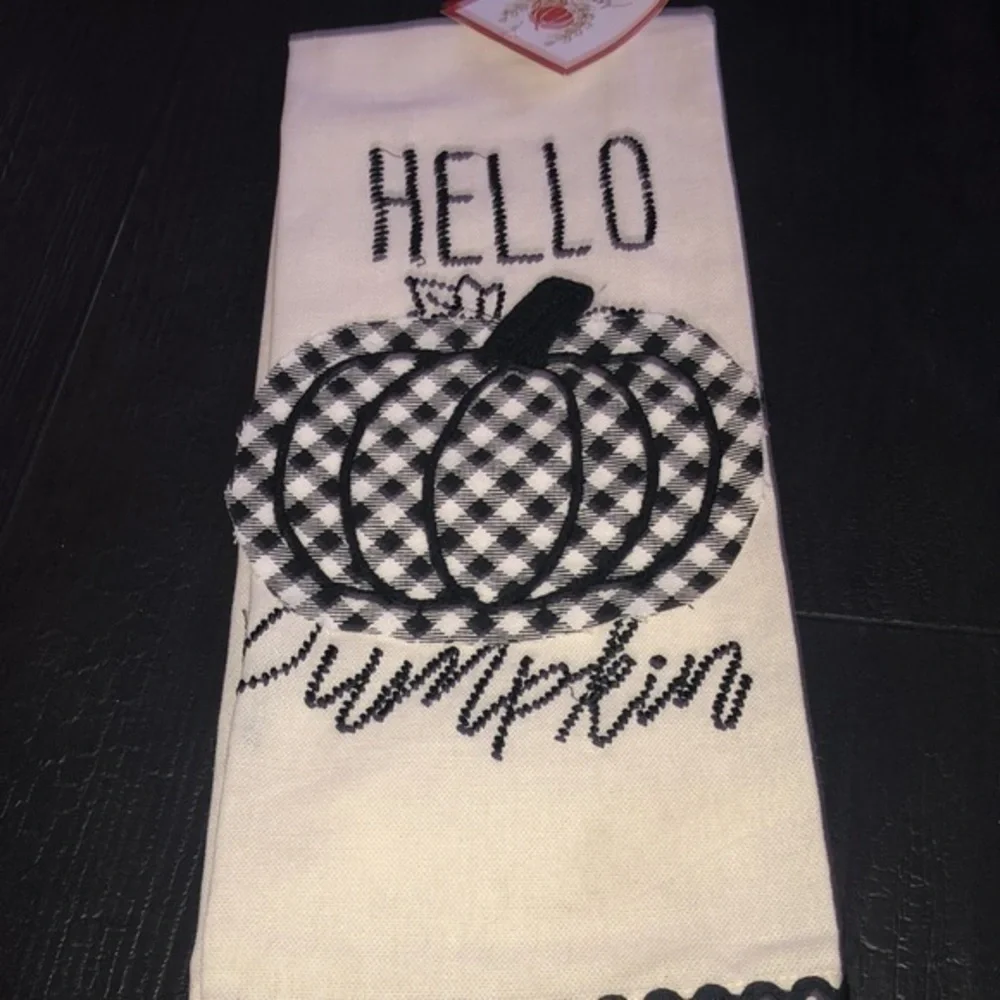 Hello Pumpkin Fall Kitchen‎ Towel Buffalo Plaid New